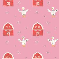 Charming rustic pattern with barns and geese for cozy cottage decor vector