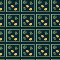 Tropical lemon and leaf pattern for summer vacation design vector