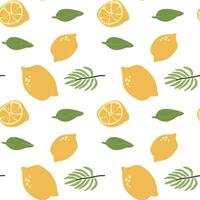 Summer vacation lemon and leaf pattern for design and crafts vector