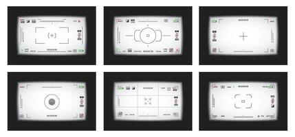 Smooth camera viewfinder or photo frame recorder flat style design illustration set. vector