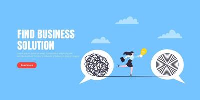 Understanding problem solution simplify challenge with idea and businesswoman.. vector
