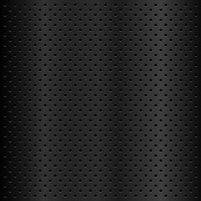 Metal black peg board perforated texture background material with oval holes seamless pattern.