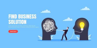 Unravel business chaos process with tangle difficult problem mess business concept flat style illustration. vector