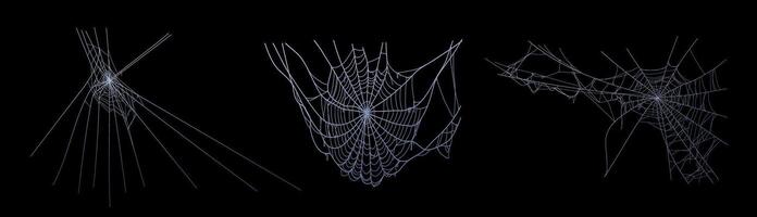 Spooky halloween old cobweb with various sizes and shapes. Old spider web set flat illustration vector