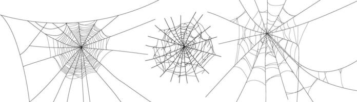 Spooky halloween old cobweb with various sizes and shapes. Old spider web set flat illustration. vector