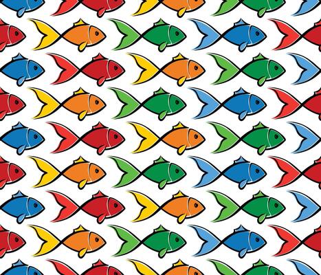 Seamless background with sea fishes.