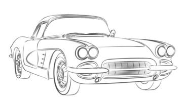 Sketch of retro car. vector