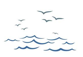 Flight birds over the ocean. vector