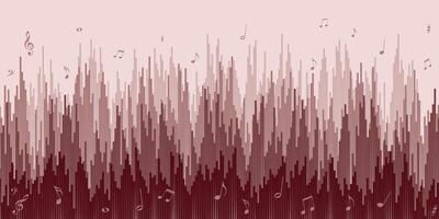 Red background with notes. vector