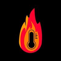 Fire flame with a medical thermometer inside, symbolizing fever, illness, and urgent health conditions. Ideal for designs related to high temperature and sickness vector