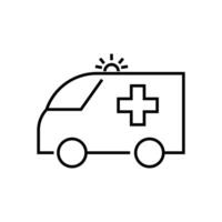 Emergency ambulance car icon with flashing light and medical cross, symbolizing urgent healthcare transport and services. Ideal for accident and emergency themes vector