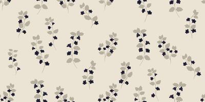Minimal seamless pattern with floral stems and leaves on a light beige background. Elegant, modern, and bold design for fashion, print, stationery, and digital projects vector
