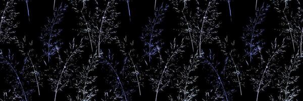 Seamless pattern with delicate botanical stems and fine branches on a black background. Elegant and minimalistic nature ornament design, perfect for textiles, wallpapers, packaging, stationery vector