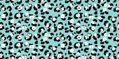 Seamless abstract leopard print pattern in bold black and white on a turquoise beige background. Trendy animal inspired design perfect for fashion, textiles, modern branding vector