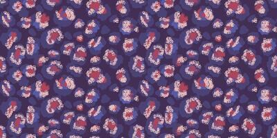 Seamless leopard-inspired pattern with abstract spots in blue shades on a navy background. Bold, modern design animal print perfect for fashion, textiles, artistic creative branding projects. vector