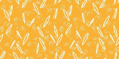 Abstract pattern with hand-drawn elongated shapes and scattered dots on a vibrant yellow background. Design print for textiles, digital art, and modern design projects. vector
