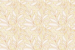 seamless pattern with hand drawn botanical leaves and organic dots in a warm orange and yellow hue on a light background. Simple design for textiles, wallpapers, packaging, stationery vector
