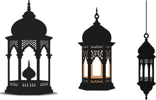 islamic lanterns in different shapes and sizes vector