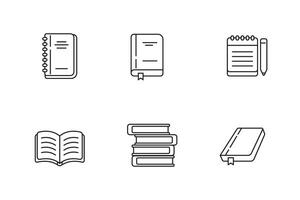 Set of book icons with thin line design on a white background vector