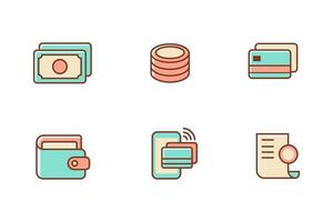 Set of payment icons with soft color design on a white background vector