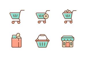 Set of shopping cart icon with soft color design on white background vector