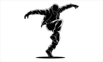 Dynamic silhouette of a breakdancer in motion vector