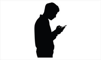 Man silhouette using smartphone mobile phone vector