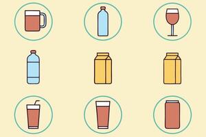 a set of icons for beverages and drinks vector