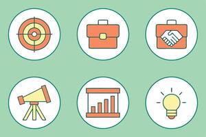Twelve high quality business icons featuring a graph and target symbol for presentations and marketing materials vector