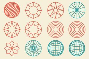 a set of geometric shapes in different colors vector