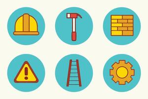 Twelve construction icons set including helmet and shovel graphics for design projects vector