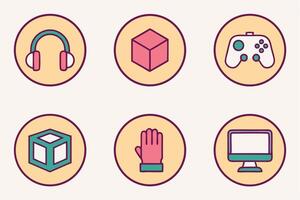 a set of icons that include a mouse, headphones, and a computer vector