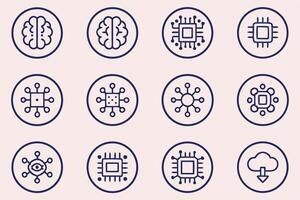 a set of nine icons that are made up of various types of technology vector
