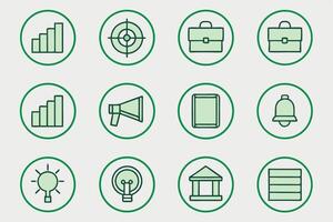 Twelve high quality business icons featuring a graph and target icon vector