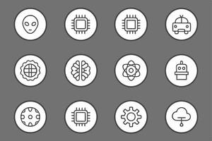 a set of nine icons that include robots, cloud, and other items vector
