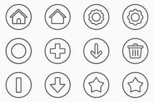 A set of icons that include a house, a star, a clock, a star, a vector