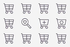 Minimalist shopping cart and wishlist app icons design in a single eps file vector
