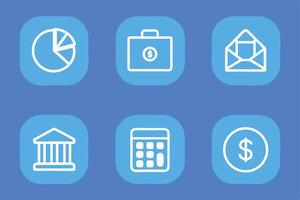 a set of icons that include a bank, envelope, envelope, envelope, envelope, envelope, vector
