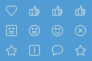 a set of white line icons on a blue background vector