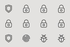 A set of icons for a lock, key, and other items vector