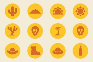 a set of icons depicting various desert objects vector