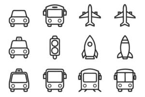 Twelve flat design transportation icons set for web and mobile applications vector