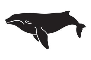 Minimal Whale Silhouette Illustration Isolated on White Background vector