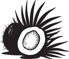 Minimalist Coconut and Palm Leaf Silhouette for Nature Projects vector