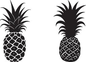 Flat Pineapple Silhouette Set Artwork for Graphic Designers vector