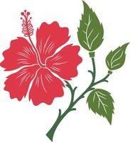 Black and White Hibiscus Flower Silhouette for Wall Art vector