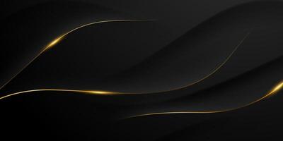 Black and gold abstract background with waves vector