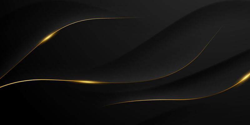 Black and gold abstract background with waves