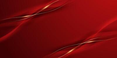 Red background with gold waves vector
