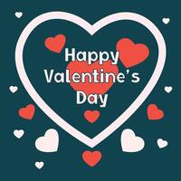 Happy Valentines Day Greeting with Heart Shapes in Flat Style vector